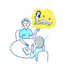 エステサロンで説明するエステティシャン