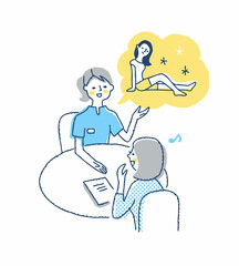 エステサロンで説明するエステティシャン