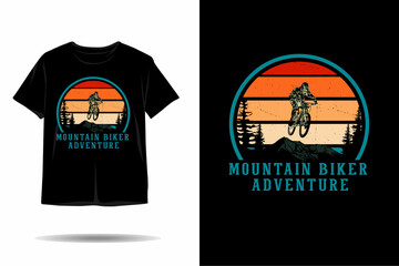 Mountain biker adventure silhouette t shirt design