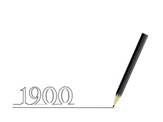 One line drawing style 1900 with a pen . Concept about writing,simple, sail,anniversary,price for your business.