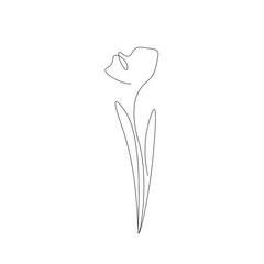 Flower silhouette line drawing vector illustration