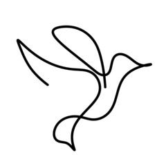 Silhouette of abstract birds in line on white. Vector
