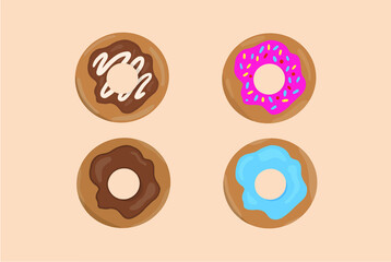 set of bundles of various kinds of donuts premium vector