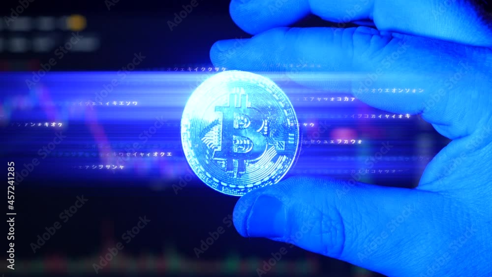 Aufkleber concept of bitcoin btc digital crypto currency emitting elcetricity and computer code