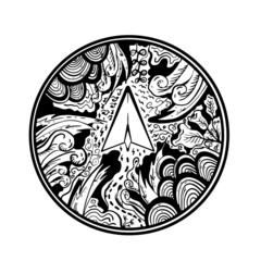 paper airplane logo with ornament Premium vector