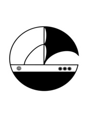 ship-shaped black and white logo premium vector