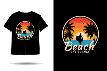 Beach california silhouette t shirt design