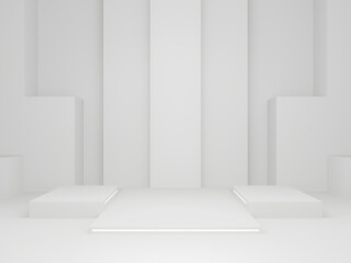 3D  scientific product stand. White stage.