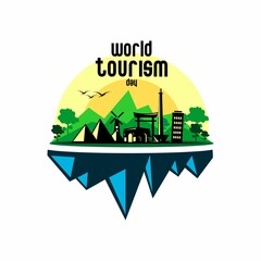 Obraz premium vector illustration of travel icons in various countries in the world, world tourism day