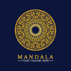 Gold Flower Mandala Vector logo template illustration.template for spiritual retreat or yoga studio,Ornamental business cards,vintage luxury, ornamental decoration