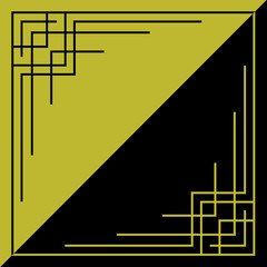 Art deco frame, black and gold colors, flat design, vector background.