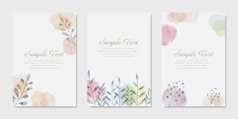 水彩のボタニカル カードセット