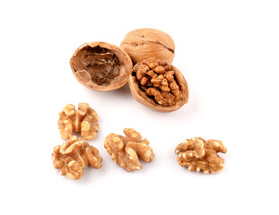 Walnuts isolated on white background