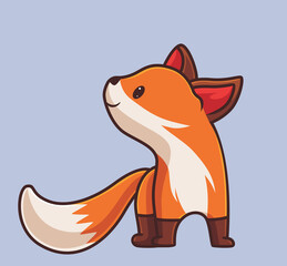Obraz premium cute fox looking up. isolated cartoon animal nature concept illustration. Flat Style suitable for Sticker Icon Design Premium Logo vector. Mascot Character