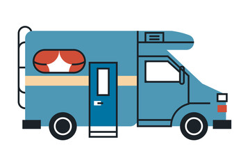 blue recreational vehicle camper