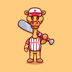 cute giraffe with baseball bat