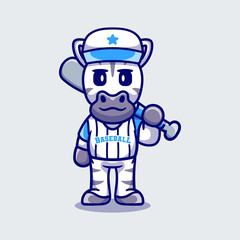 cute zebra with baseball bat