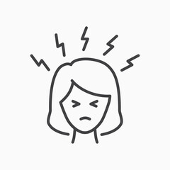 Angry women person line icon on white background. Editable stroke.