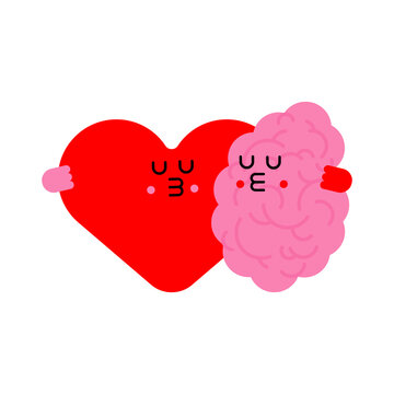 Heart and brain Hugs. Romantic relationship. Love illustration 6