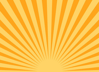 Fototapeta premium Sunlight rays horizontal background. Bright orange color burst background. Vector illustration.