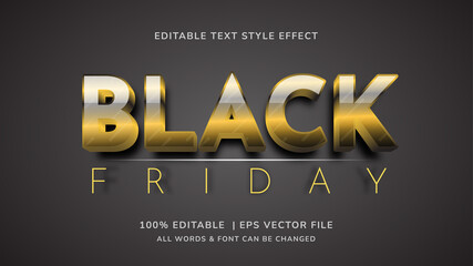 Black friday editable 3d gold vector text style effect. Editable illustrator text style.