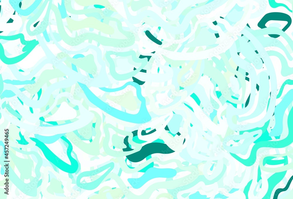Poster light blue, green vector pattern with random forms.
