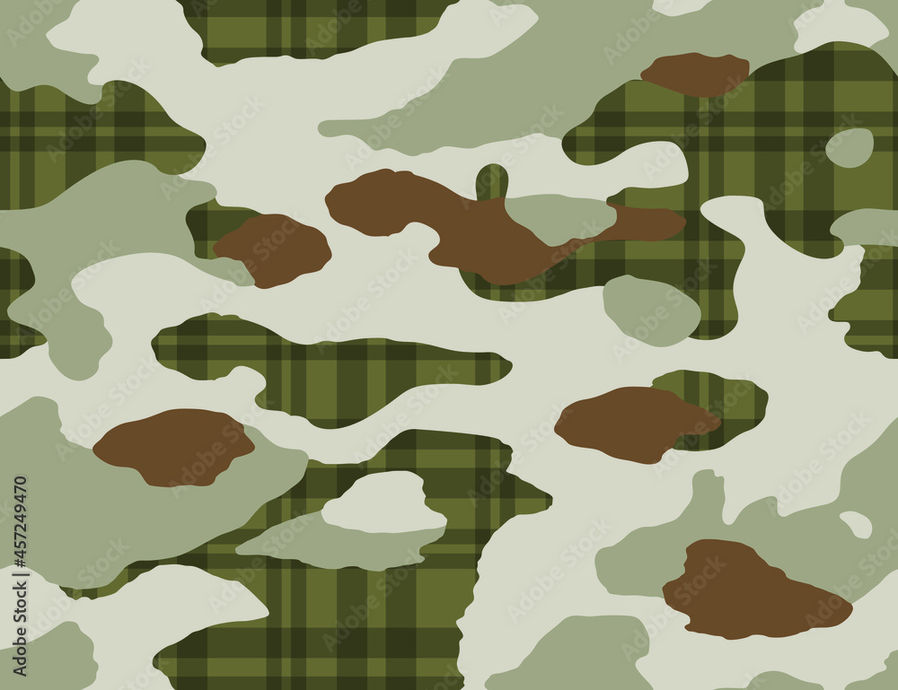 Wall mural Seamless camouflage repeat pattern with checks in it