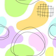 Hand drawn geometric seamless modern abstract pastel colorful pattern. Cute vector line for paper, fabric, book.