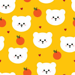 Seamless pattern with cute cartoon bear for fabric print, textile, gift wrapping paper. colorful vector for textile, flat style