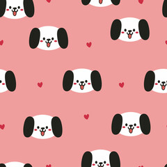Fototapeta premium Seamless pattern with cute cartoon puppy for fabric print, textile, gift wrapping paper. colorful vector for textile, flat style