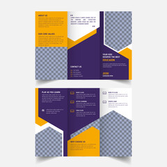 Yellow and blue kids admission trifold brochure design or school pamphlet 