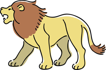 手描き風のライオンのイラスト（オス）