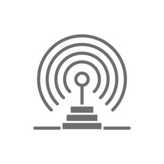 Radio antenna, radar detection system, receiver, transmitter grey icon.