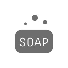 Soap bar, hygiene grey icon. Isolated on white background