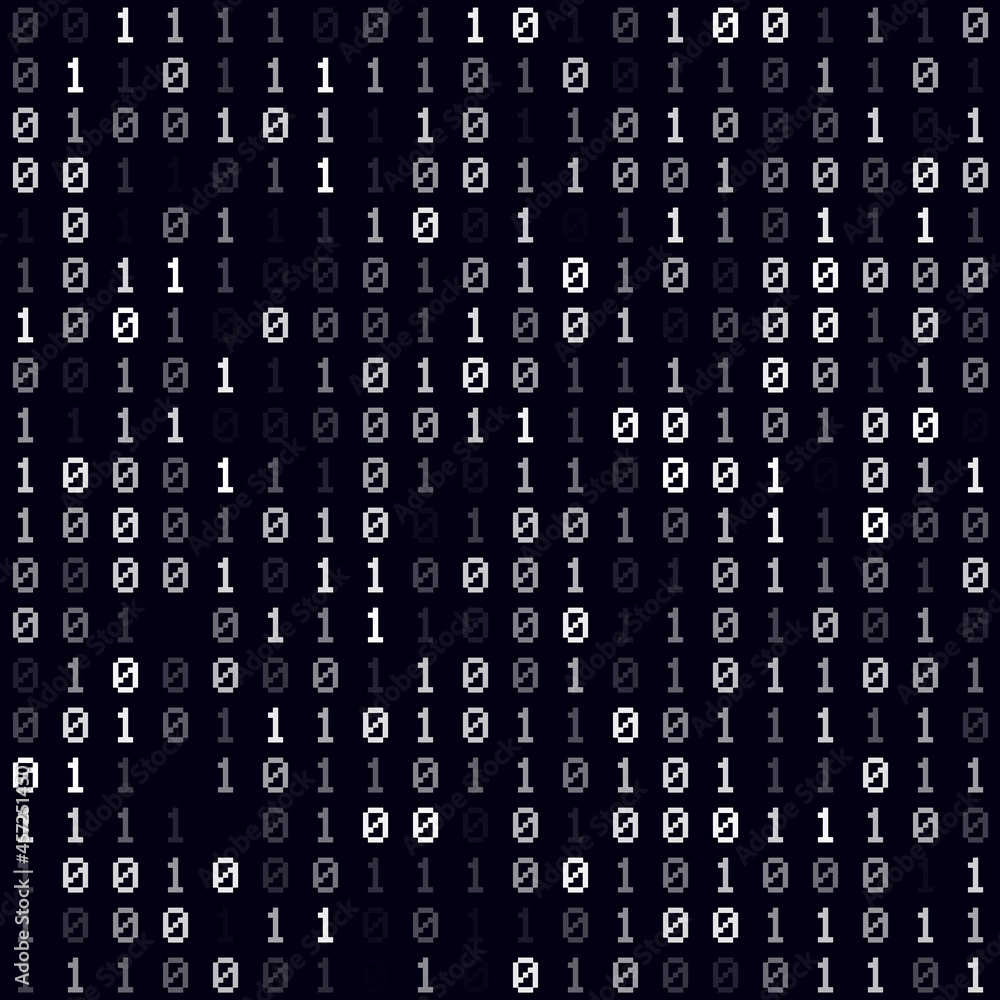 Poster futuristic tech background with a white filled binary pattern. seamless and visually appealing vecto