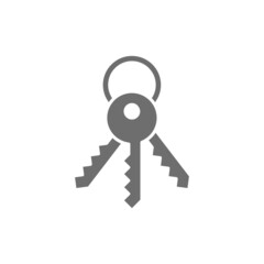 House keys, security symbol grey icon. Isolated on white background