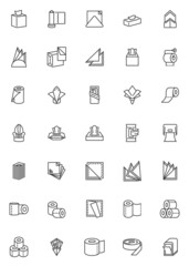 Paper napkin and towel line icons set