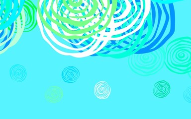 Fototapeta na wymiar Light Blue, Green vector doodle background with roses.