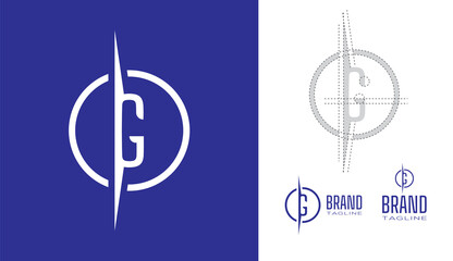 Clean Minimal letter G Logo in a circle border stroke line with logo geometry measurements for creative graphic  branding design concepts for corporate business, restaurant, manufacturing and food