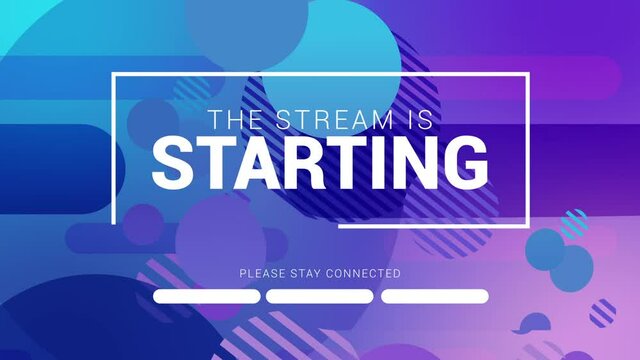 The Stream is Starting. Streaming Panel, Design.  Stream Overlay for your streaming videos. Stream Channel Design. Blue - Purple Version