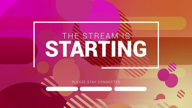 The Stream is Starting. Streaming Panel, Design.  Stream Overlay for your streaming videos. Stream Channel Design. Purple-red version
