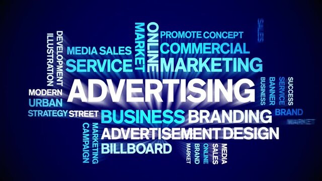 Advertising Animated tag word cloud;text design animation kinetic typography seamless loop.