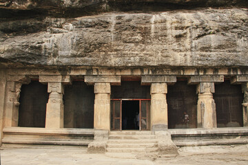 Carved entrance to the cave temple.