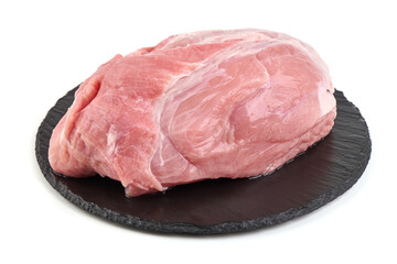 Raw pork neck, isolated on white background.