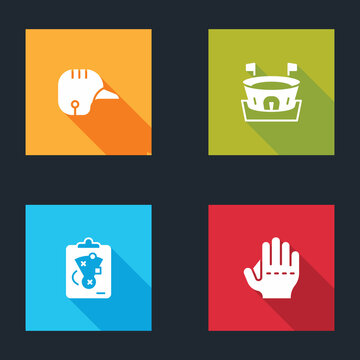 Set Baseball helmet, arena, Planning strategy and glove icon. Vector