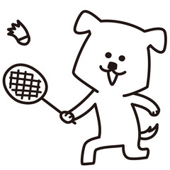 色加工ok いぬ素材No.27 バドミントン