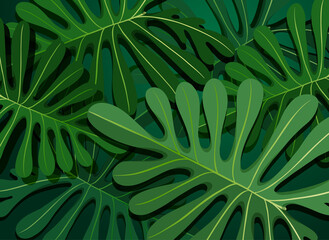 Obraz na płótnie Canvas Tropical green leaves background