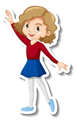 Sticker design with a ballerin girl dances cartoon character