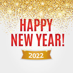 Gold glitter Happy new year 2022 christmas background golden