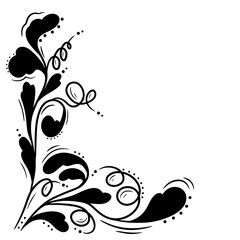 Decorative corner floral ornament. Hand drawn vector illustration, isolated on a white background.	